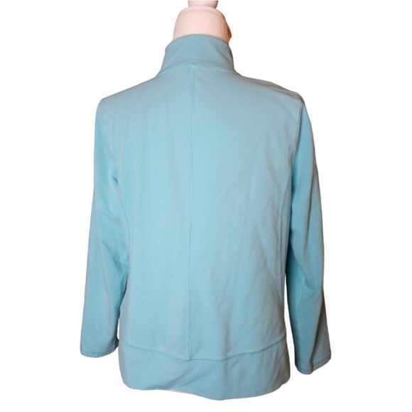 T by Talbots Jacket Zip Up Mock Neck Zipper Pockets Light Blue Size Petite Large - Picture 3 of 8